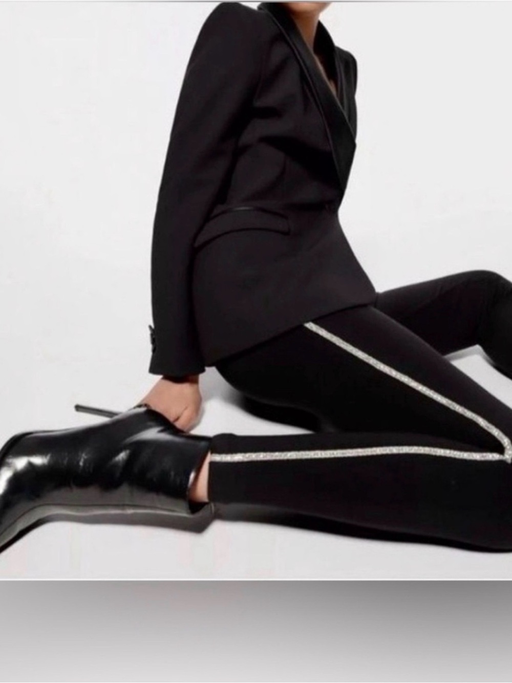 Zara black  legging with rhinestone stripe us size xxl
